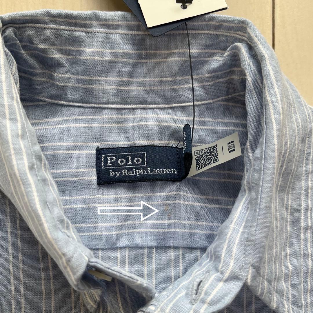 ポロバイラルフローレン シャツワンピース ロング ストライプ リネン コットン