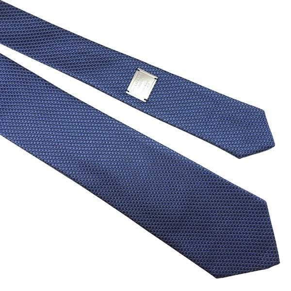 BULGARI DOUBLE TIE ネイビー シルク100%