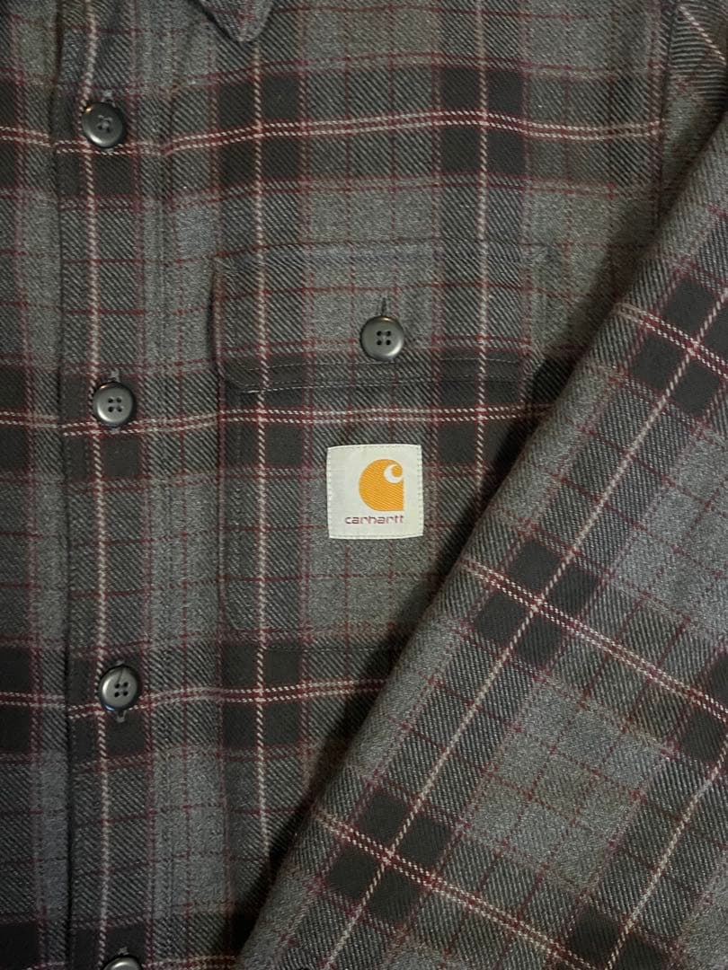 Carhartt グレー系チェック フランネルシャツ