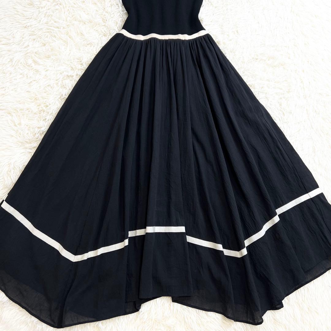 美品✨リリーブラウン ラインニットドッキングワンピース ロング ブラック