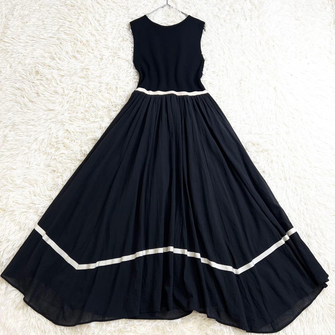 美品✨リリーブラウン ラインニットドッキングワンピース ロング ブラック