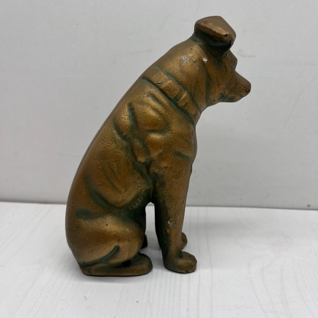 K◆ビクター犬 ニッパー犬 置物 青銅 ゴールド 重さ1.2kg