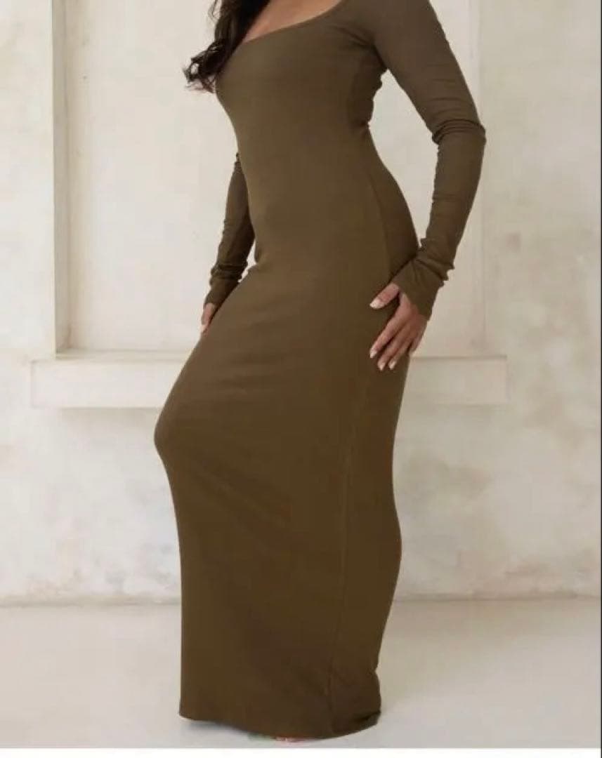【honey】LongSleeveMaxiDress khaki