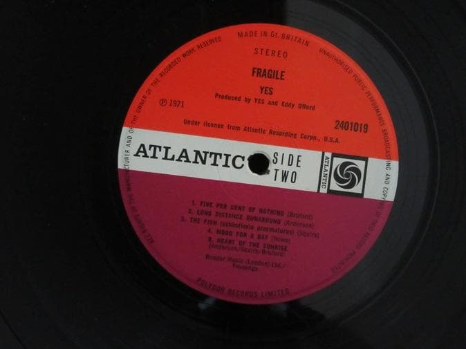 YES★Fragile UK Atlantic Red/Maroon オリジナル