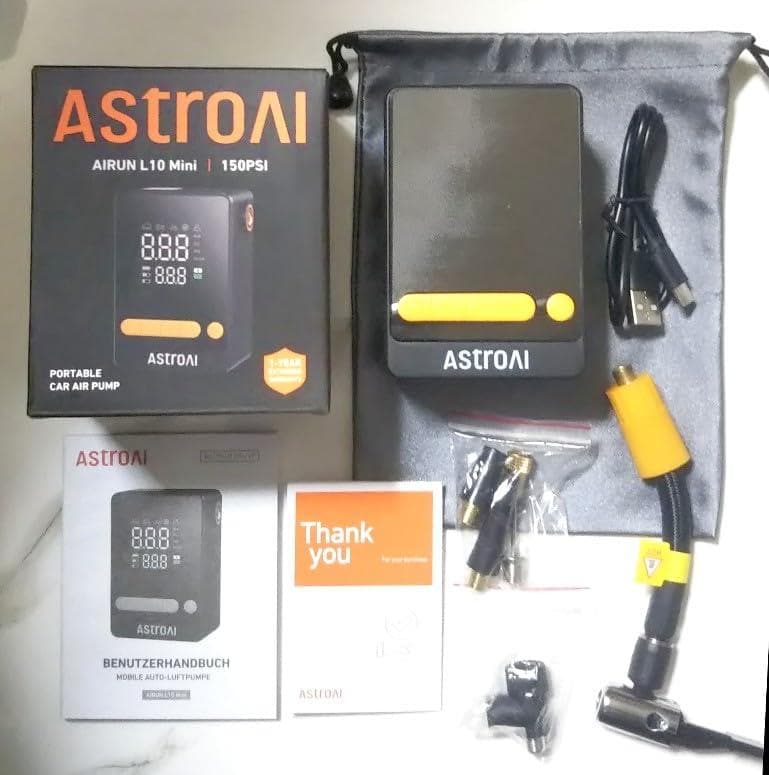 AstroAI L10 Mini自転車 空気入れ 電動 エアーコンプレッサーMM