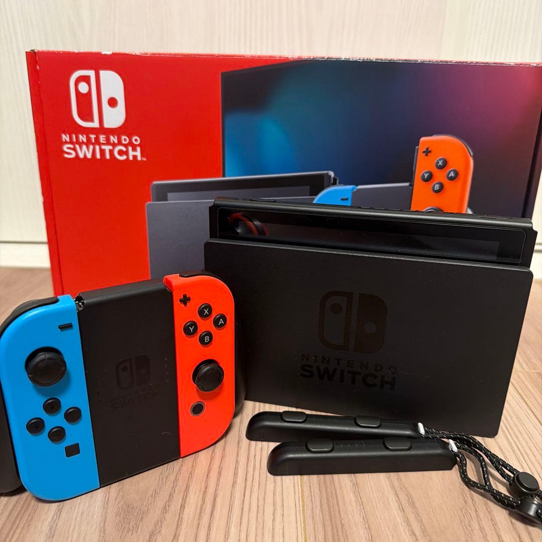 Nintendo Switch 本体 青/赤　ケーブル一式＆マイクロSDつき