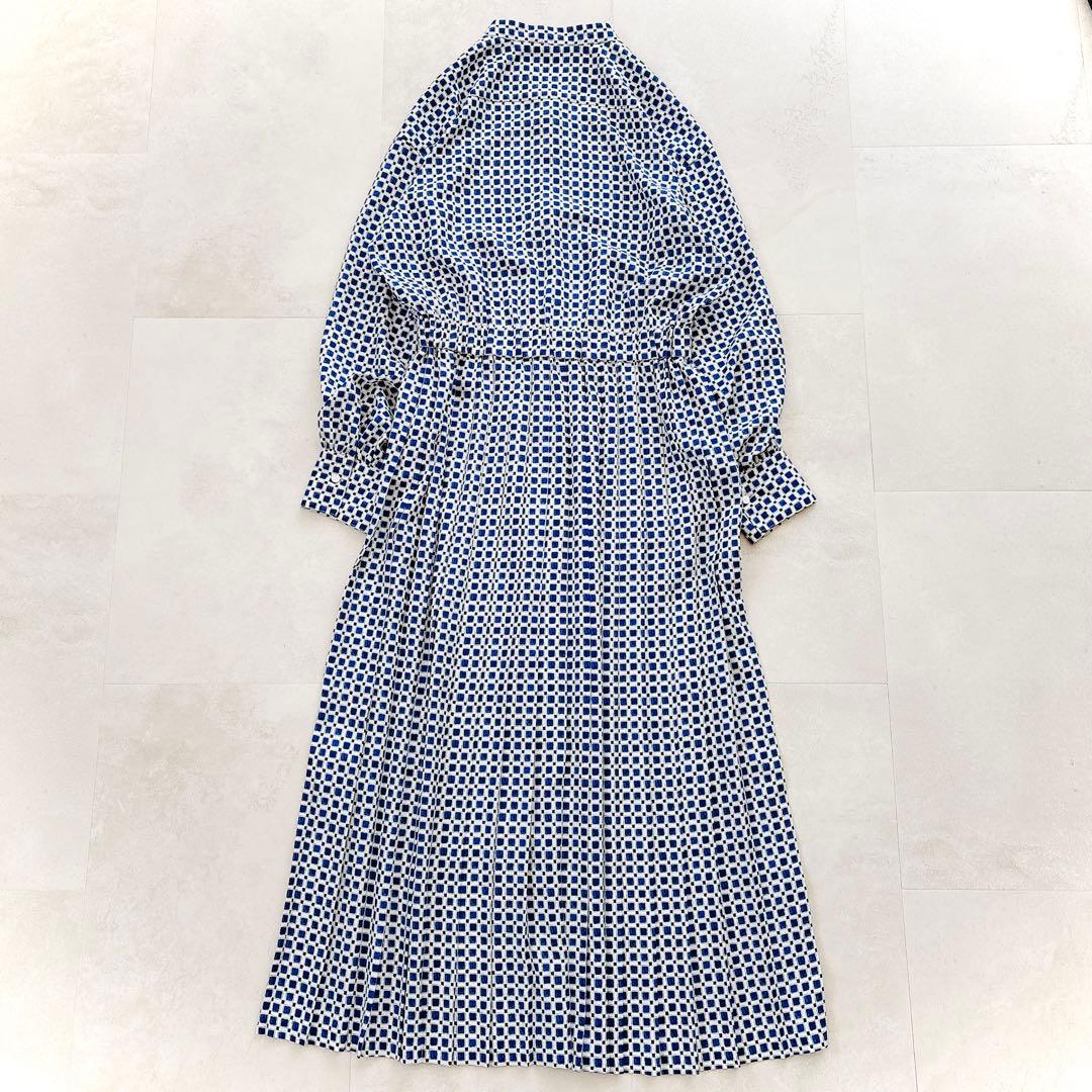 極美品 Ballsey 24年モデル カラーグリッドプリント プリーツワンピース