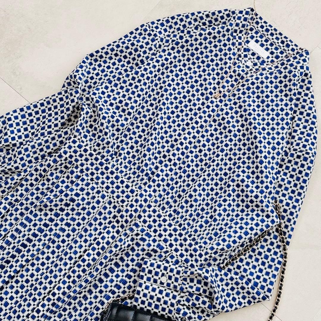 極美品 Ballsey 24年モデル カラーグリッドプリント プリーツワンピース