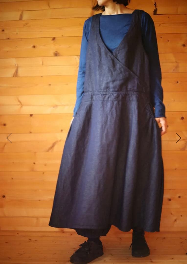 Blueingreen 高城染工場 カシュクールワンピース インディゴ染め