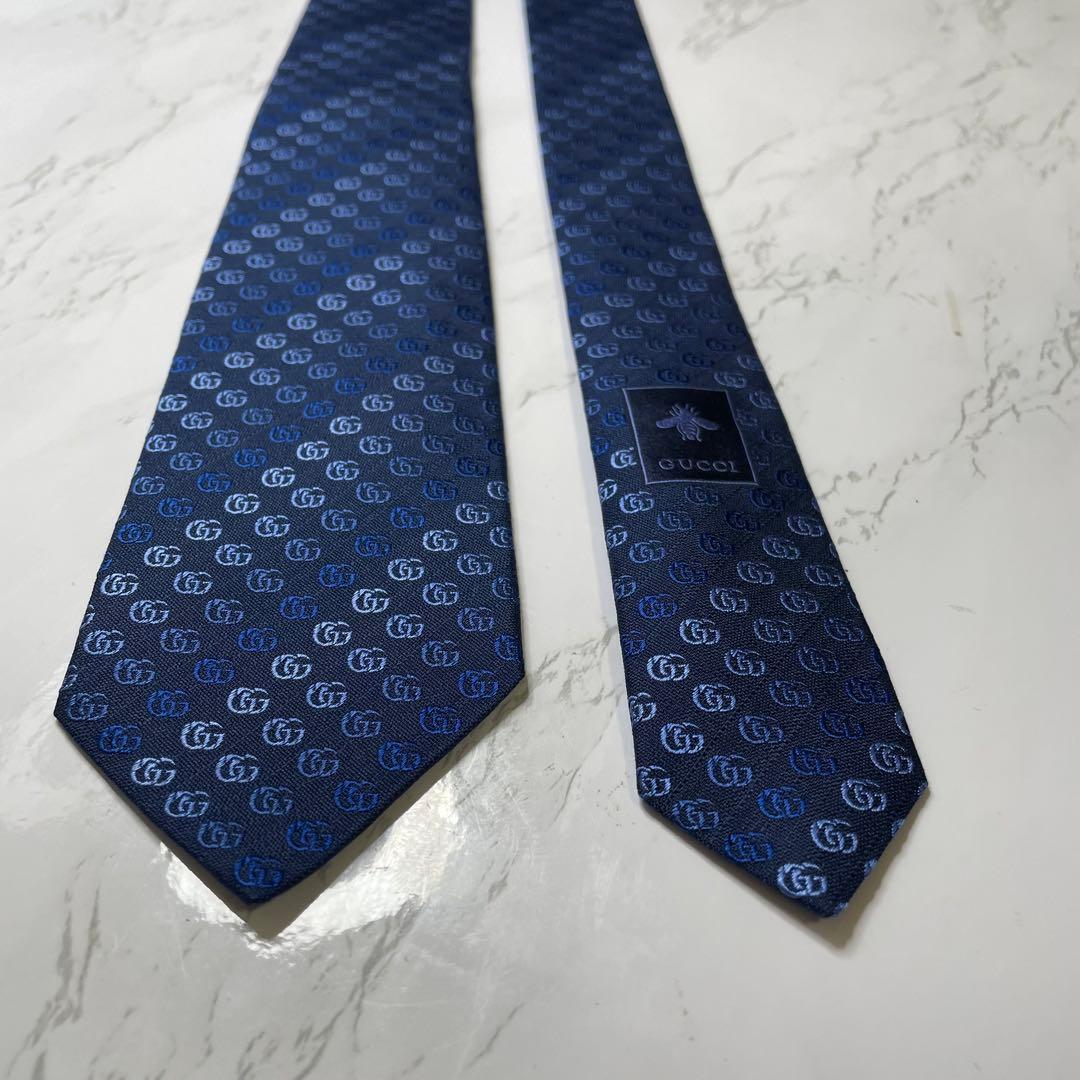 ✨極美品✨GUCCI ネクタイ 現行 GG柄 蜂 bee 刺繍 ナロータイ7cm