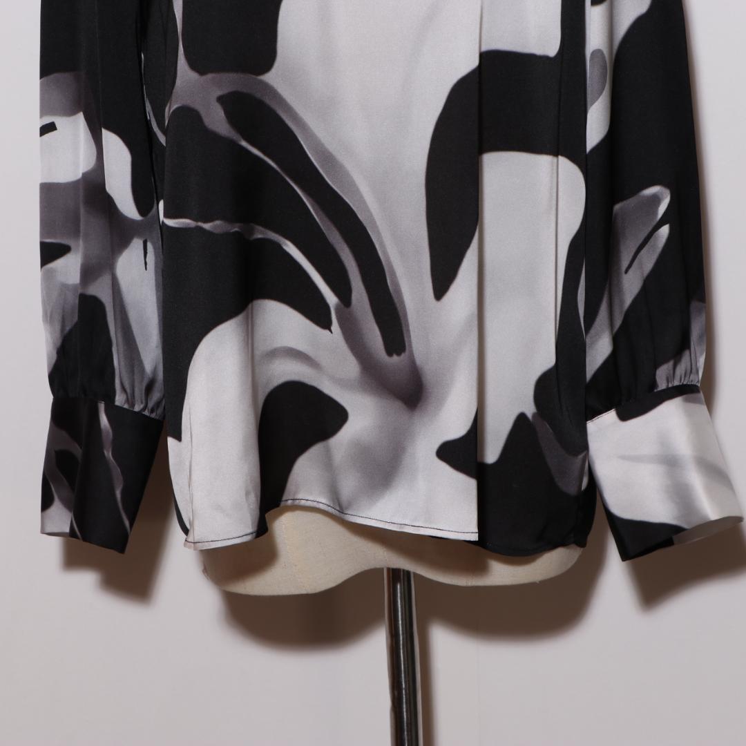 美品 theory luxe トップス ブラウス 長袖 総柄 光沢感 エレガント