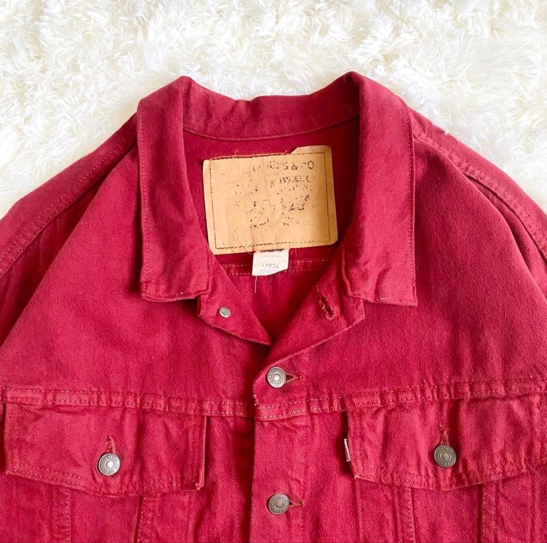 Levi's 92年 米国製 70598 レッドデニムジャケット 赤 短丈 L