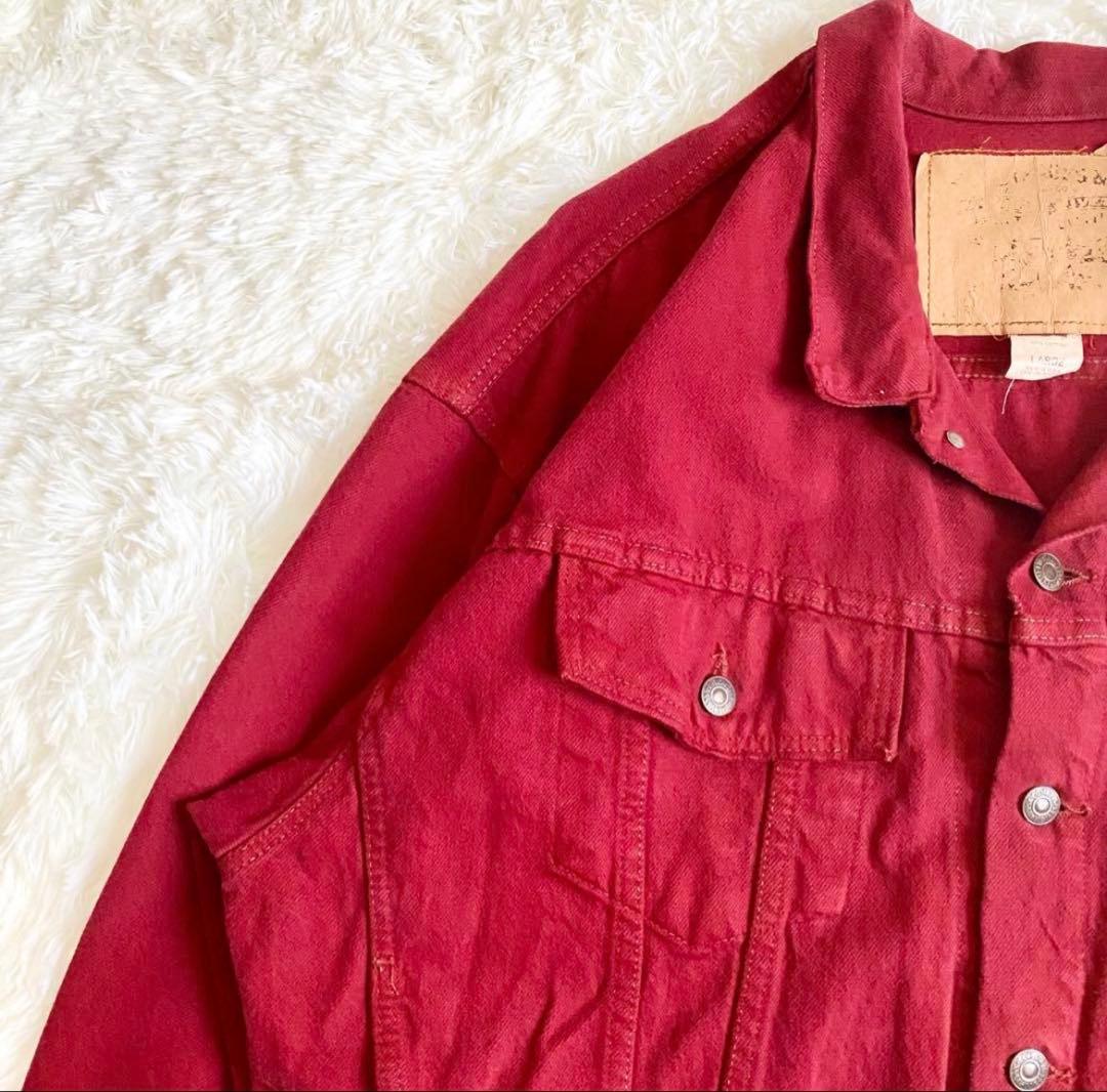 Levi's 92年 米国製 70598 レッドデニムジャケット 赤 短丈 L