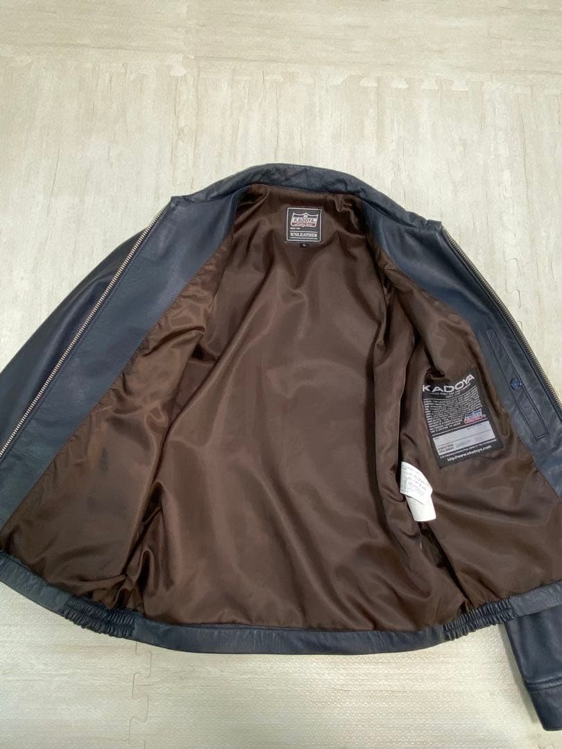 KADOYA レザージャケット　ネイビー　Lサイズ　t.y