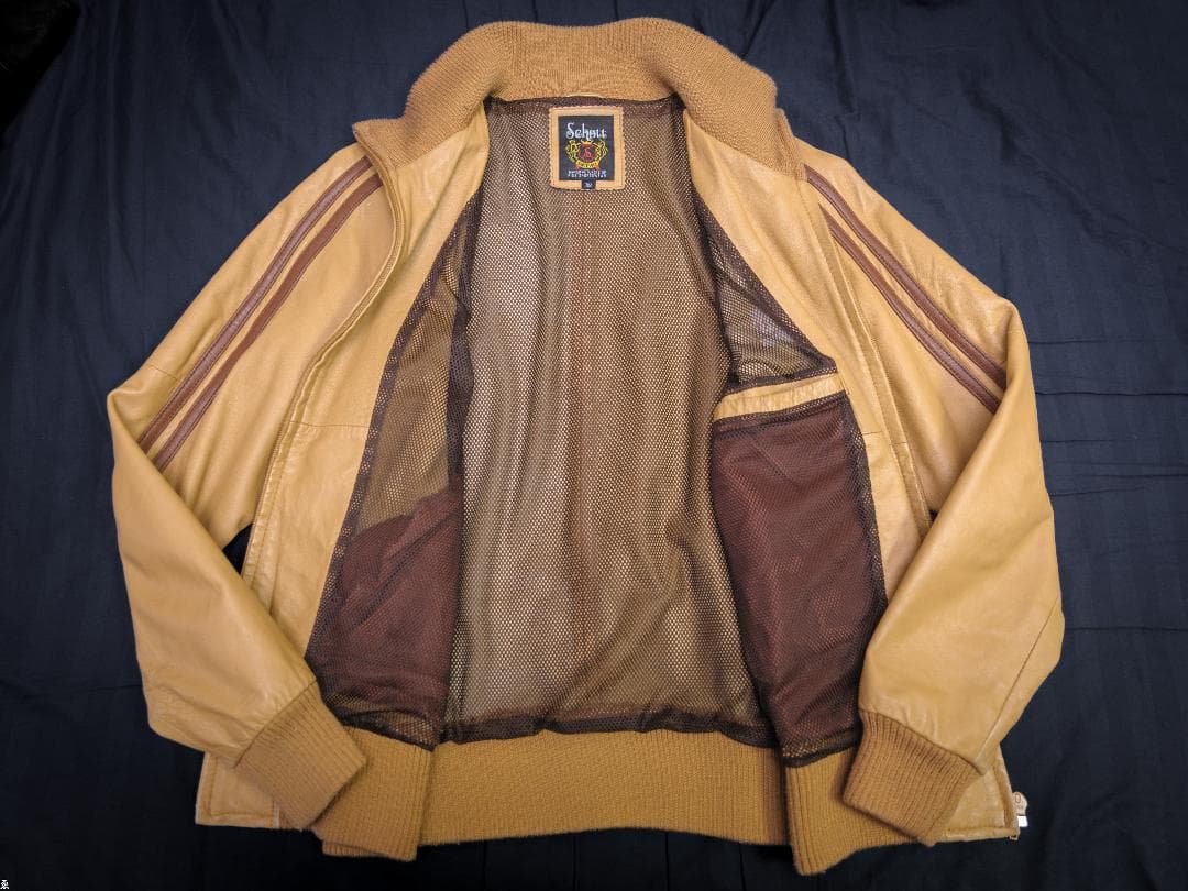 Schott ショット レザートラックジャケット ベージュ レザージャージ