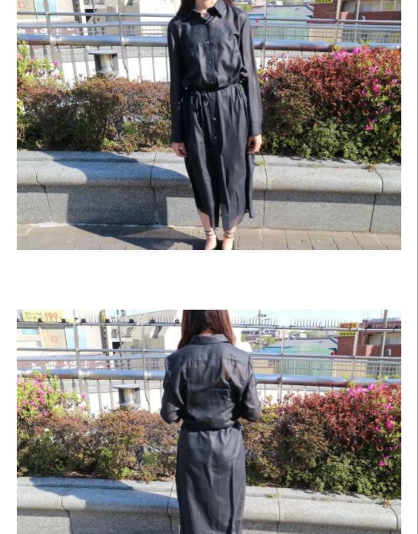 Theory セオリー シースルー ベルト付き ロングシャツワンピース