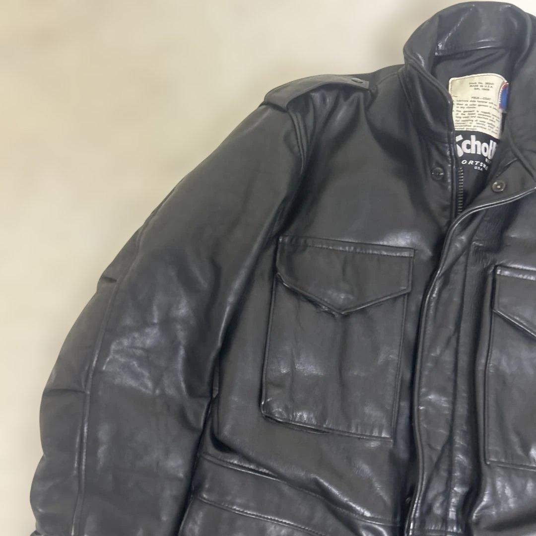 希少美品　40サイズ　Schott レザー M-65 フィールドジャケット 黒