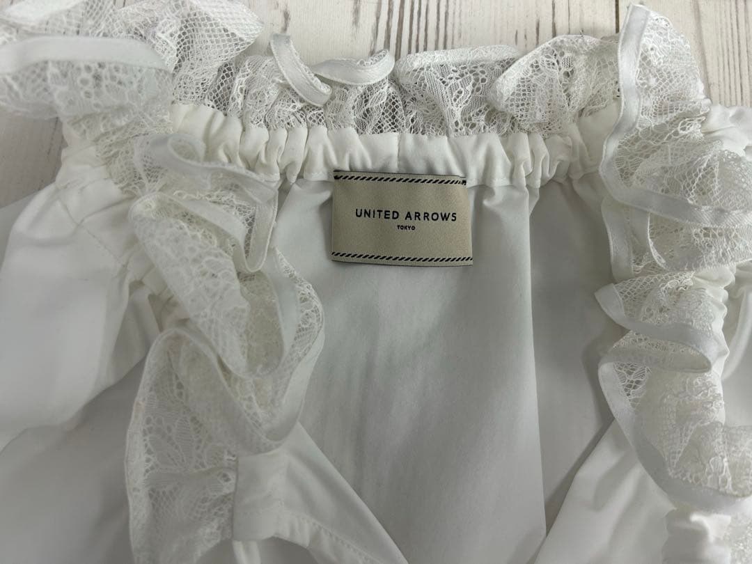 UNITED ARROWS レースプリーツフリルブラウス