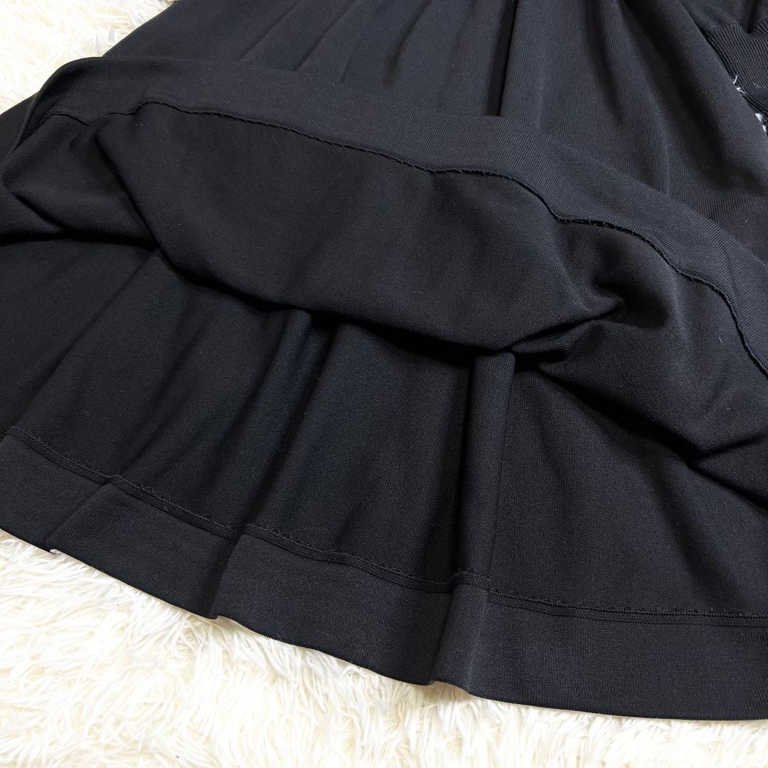 極美品✨セルフォード スカラップニットワンピース バイカラー ブラック 36
