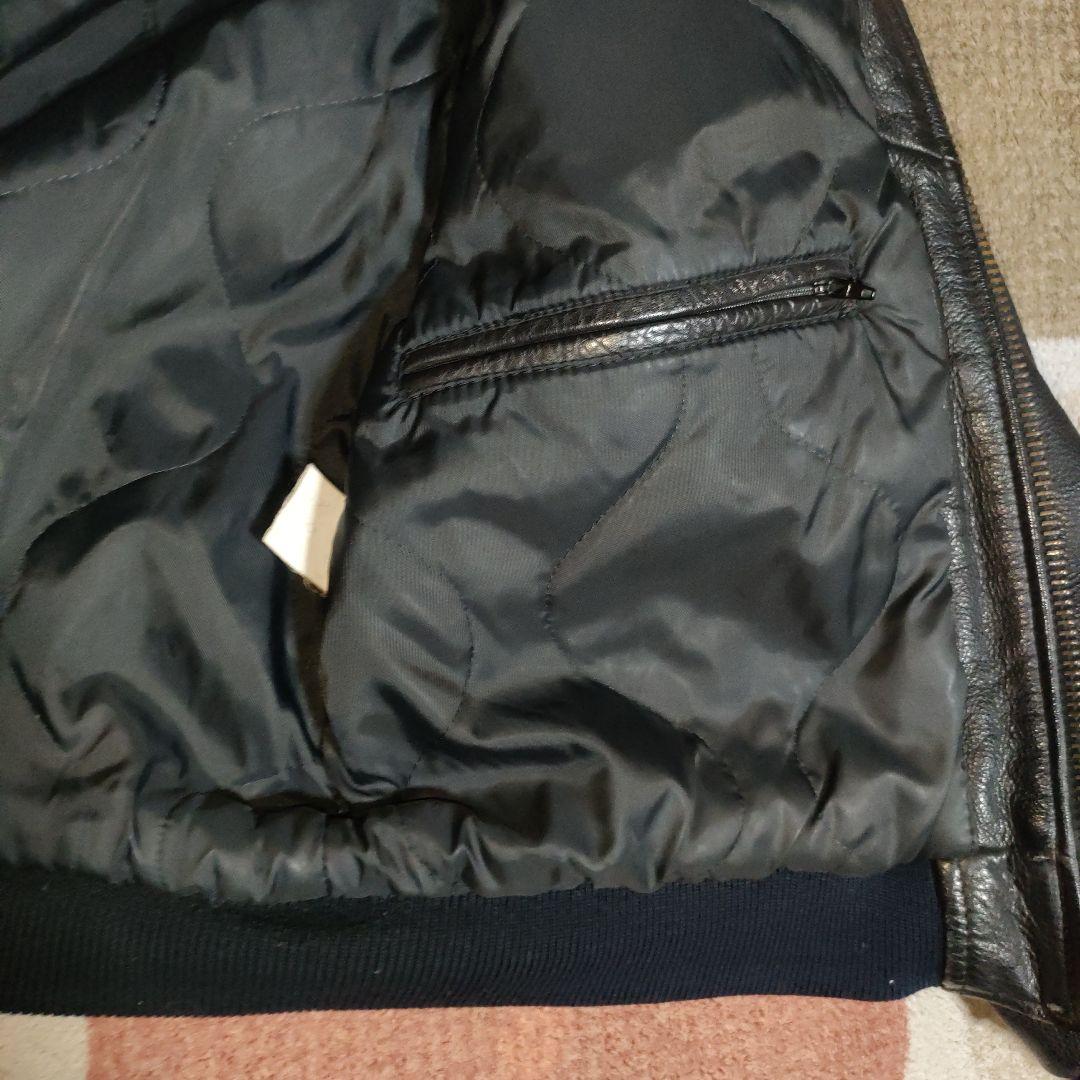 老舗カドヤ本革GZ レザージャケット L　重厚なシボ革MA-1防寒性有