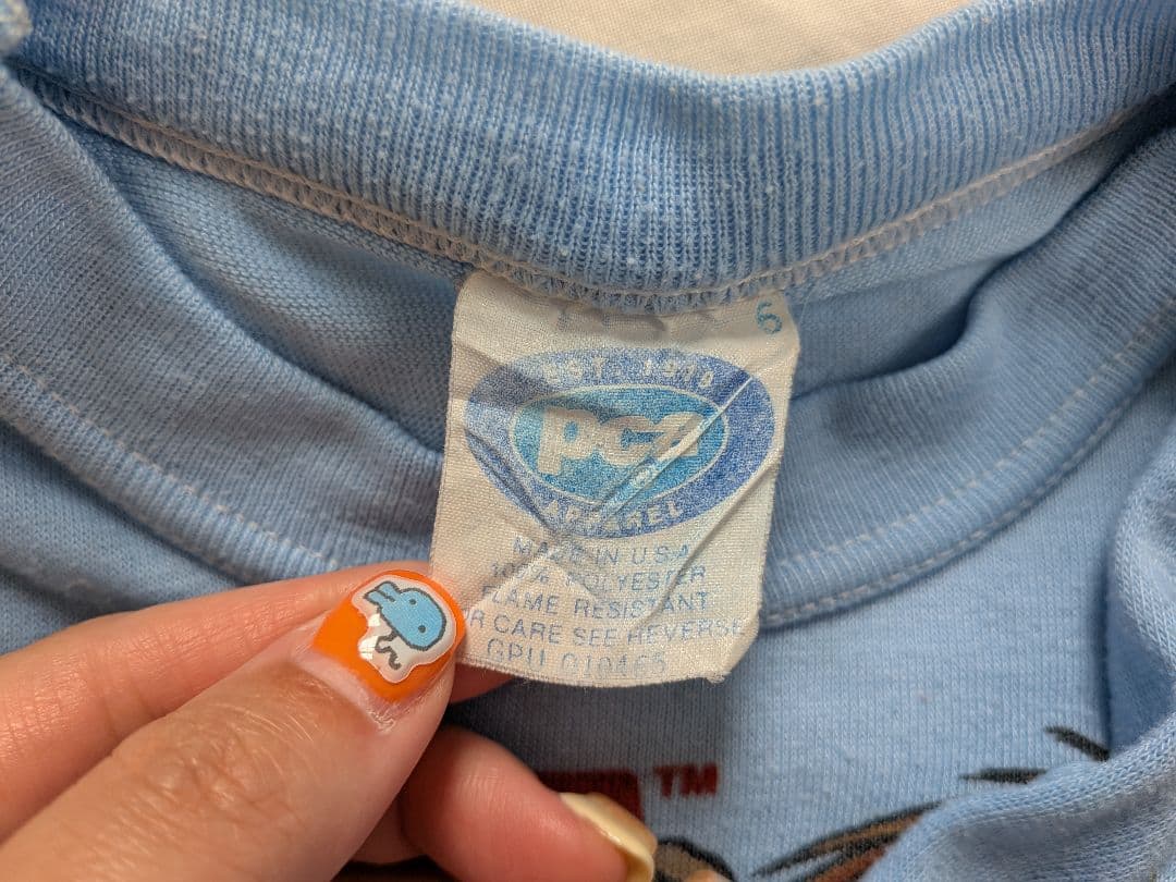 キッズ古着 vintage USA製 ALF Tシャツ 水色 1987年製