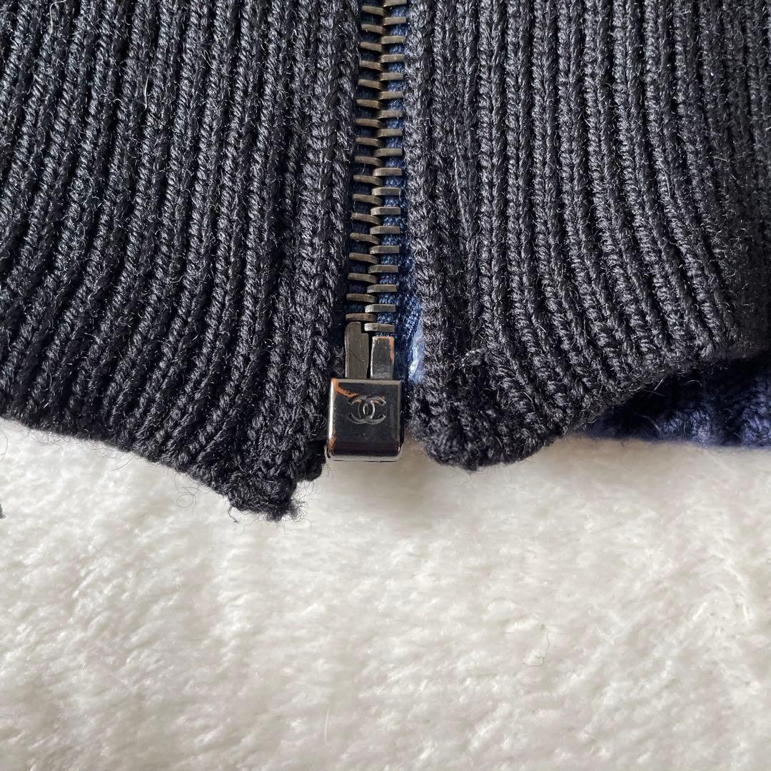 【美品】シャネル CHANEL スポーツライン リブニット ジップアップパーカー