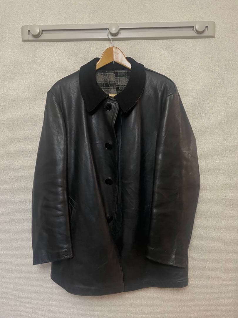 60s French vintage jacket レザー ファイヤーマンコート
