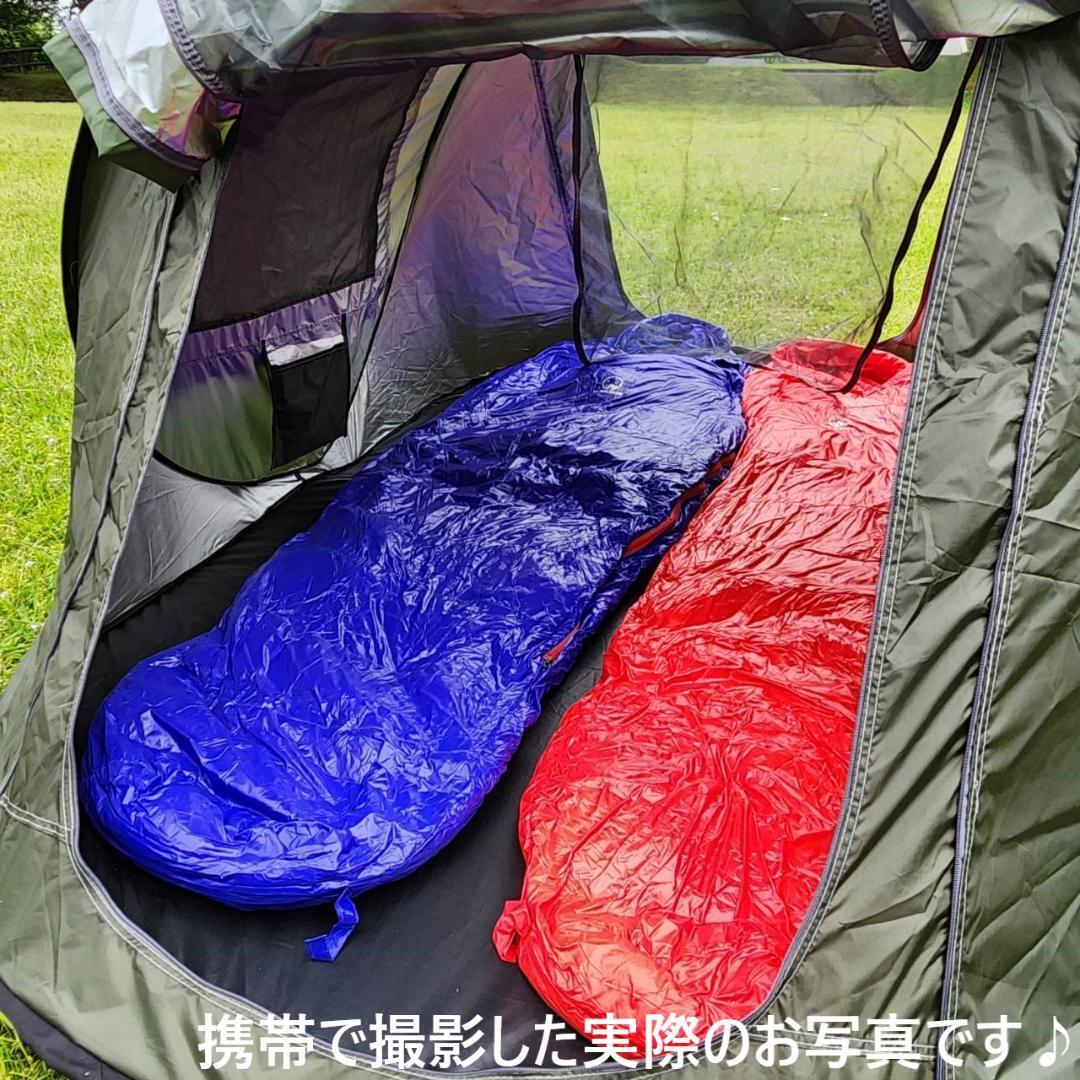 アウトドア　防水　グース　ダウン　マミー型 寝袋　シュラフ ブルー　1000g