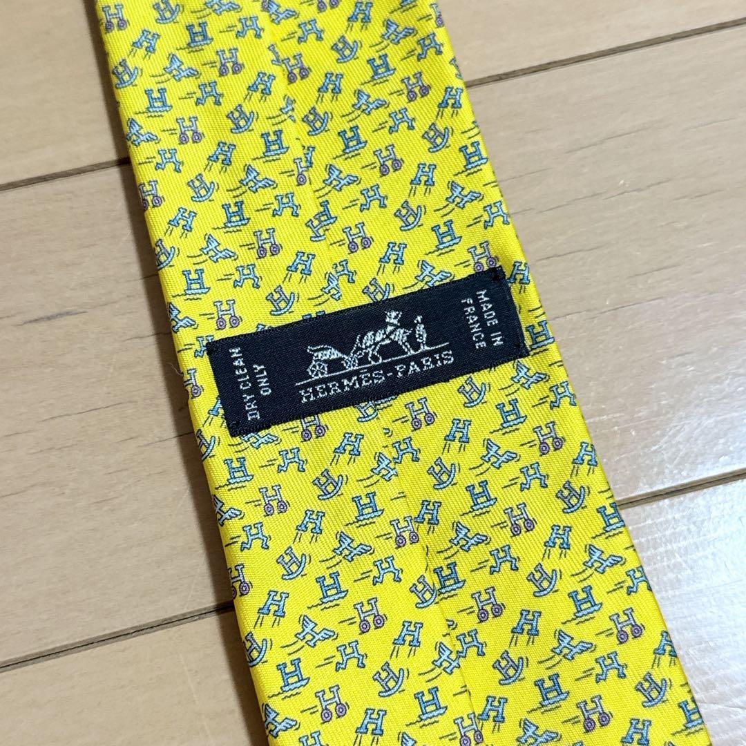 【美品】HERMES イエロー ネクタイ