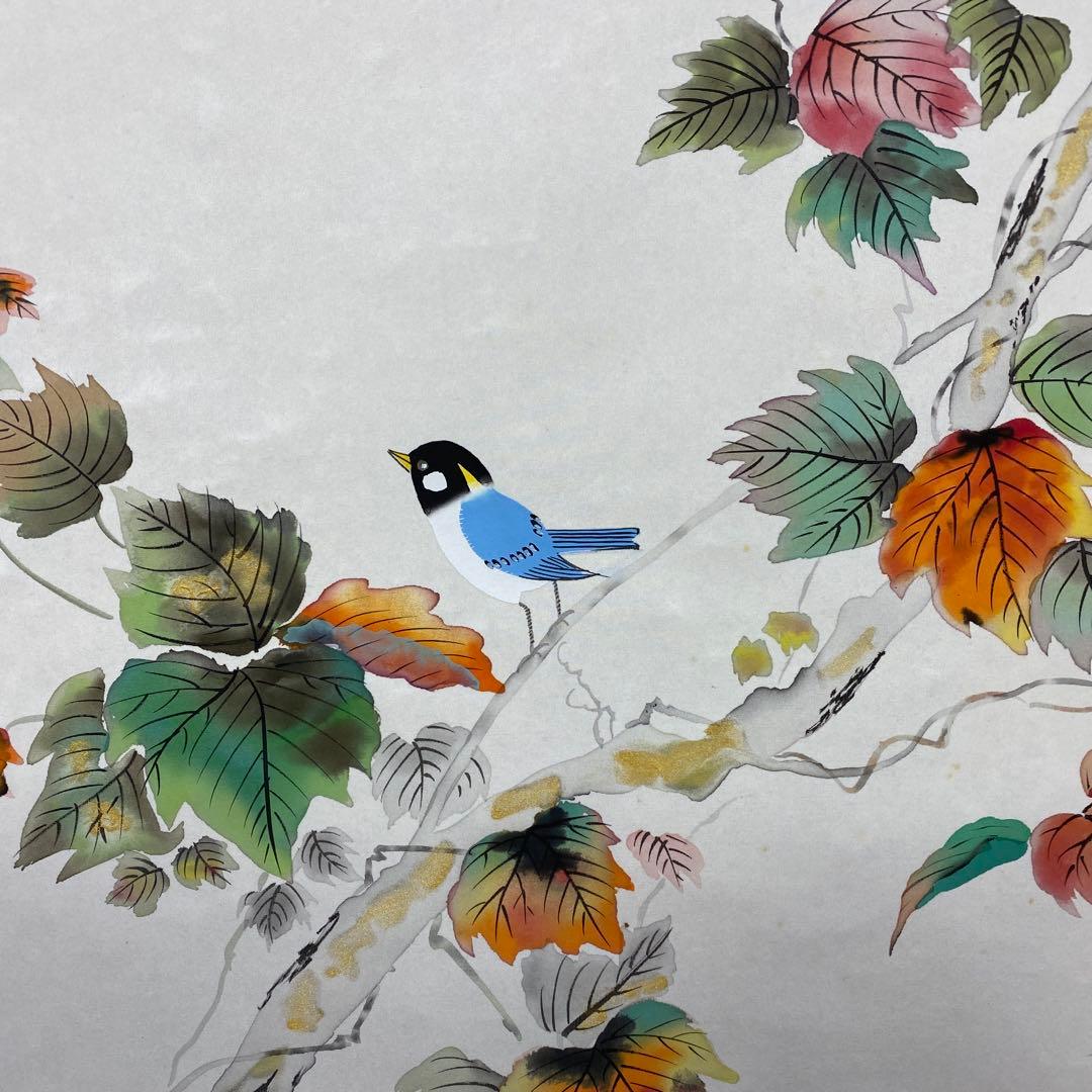 掛け軸 佐藤雅美作 四季花鳥之図 4本セット 保証書付き 春夏秋冬