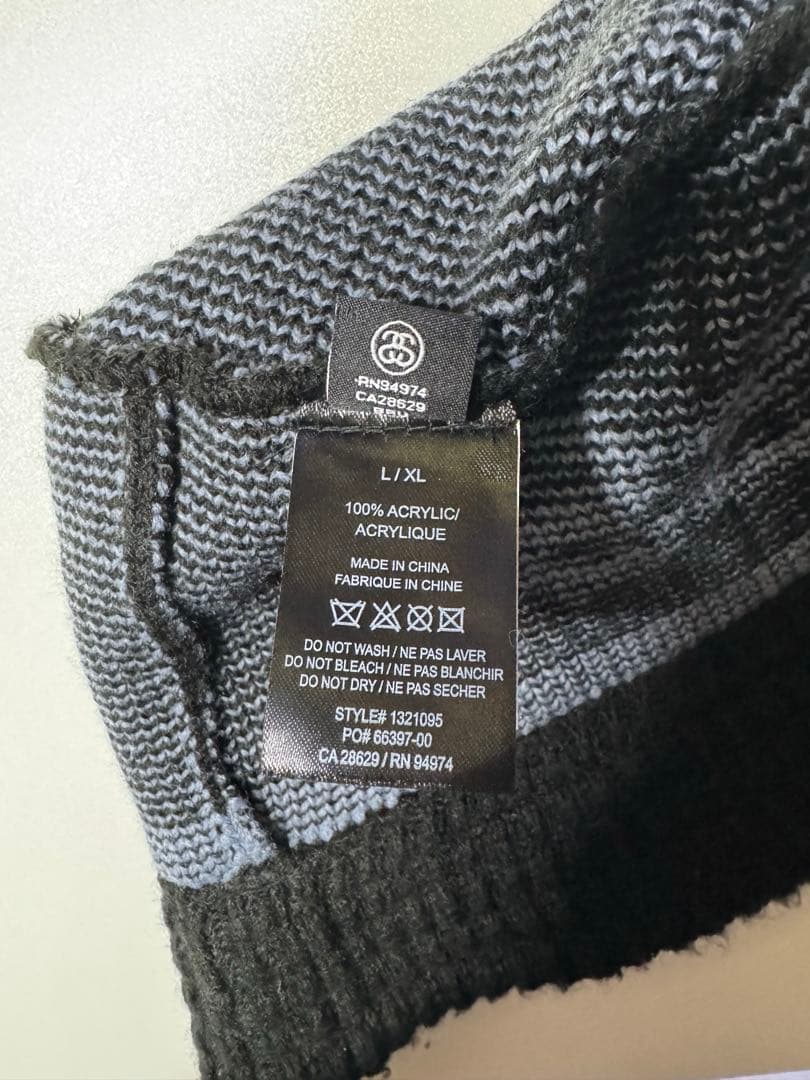 STUSSY ニットバケハ　バケットハット　ブラック サイズ　L/XL