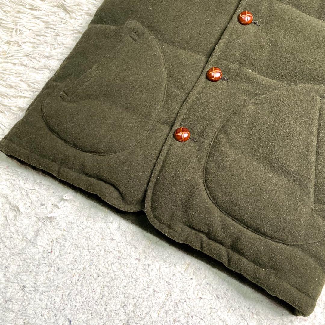 良品✨DANTON Beams 別注 ウールモッサダウン ベスト カーキ フード