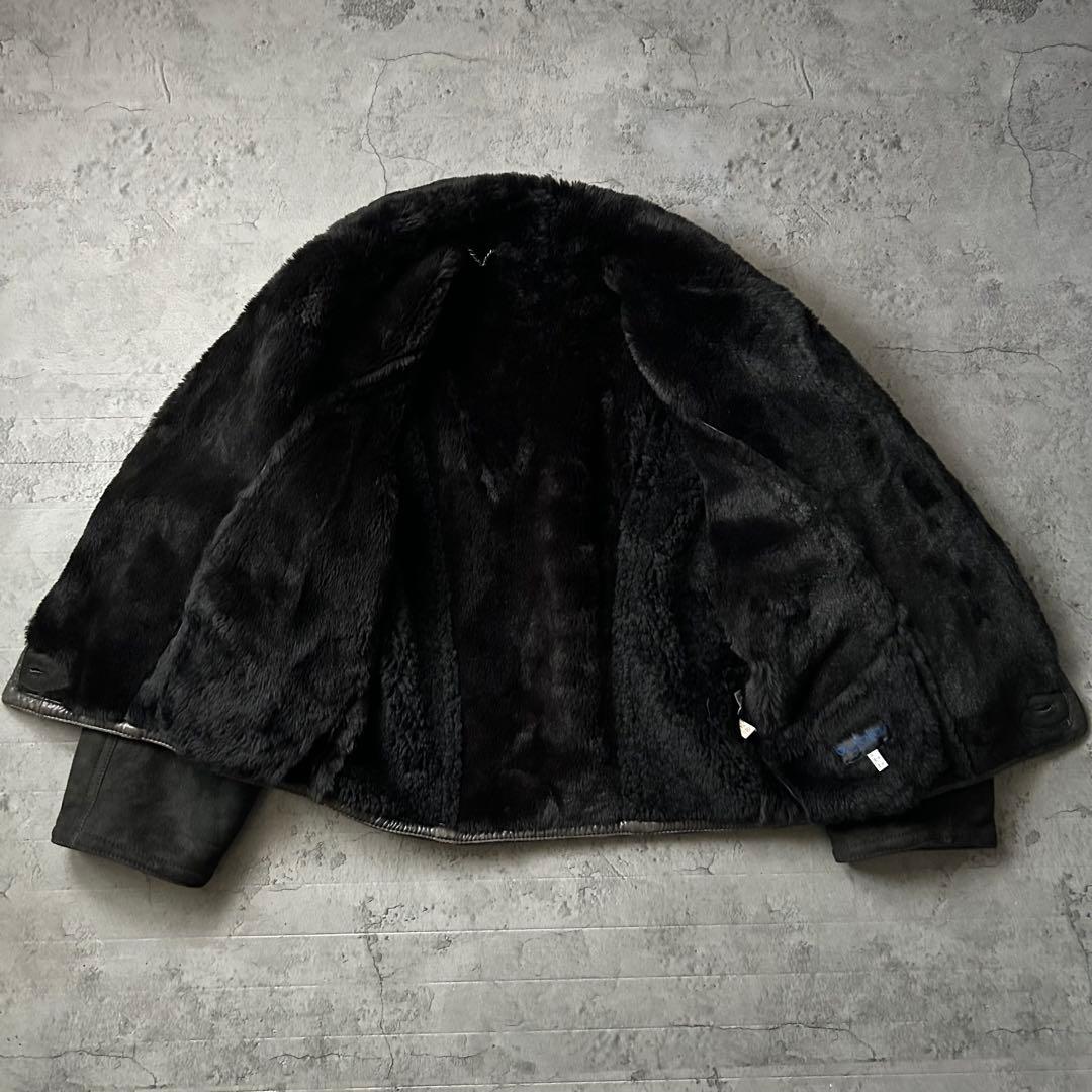 希少 美品 リアルムートン byblos ボアショールカラー コート ジャケット
