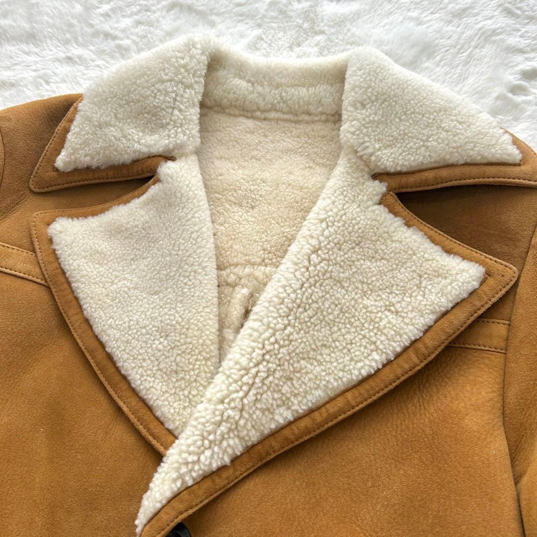 【美品】JOSEPH ジョゼフ ラムレザー ムートンコート メンズ46 ブラウン