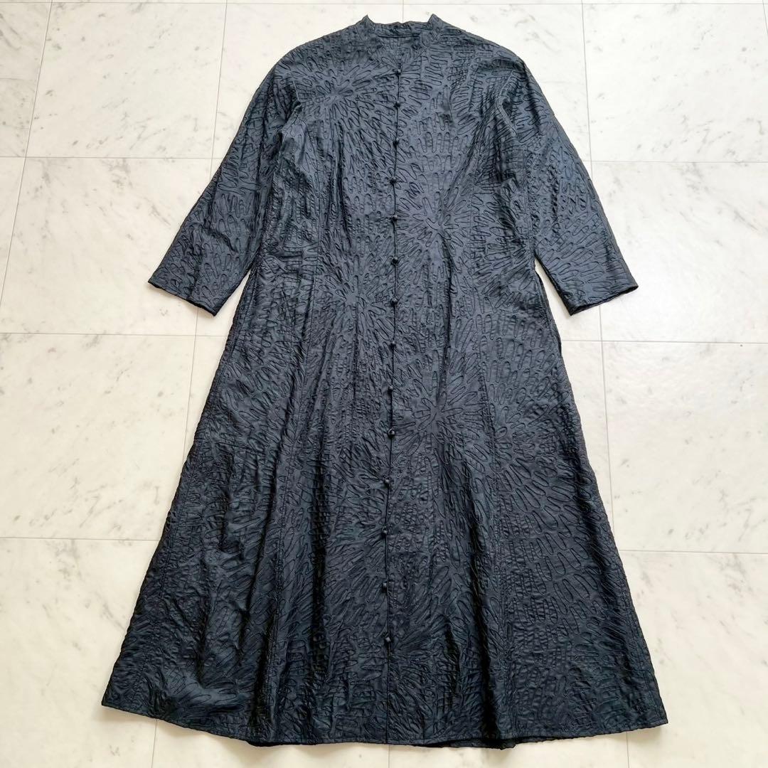 JURGEN LEHL シルク100% 波形 総刺繍ロングワンピース 羽織り