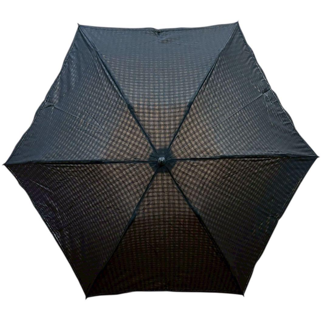 美品 BURBERRY 折りたたみ傘 UV 晴雨兼用 ロゴ刺繍 チェック柄レース