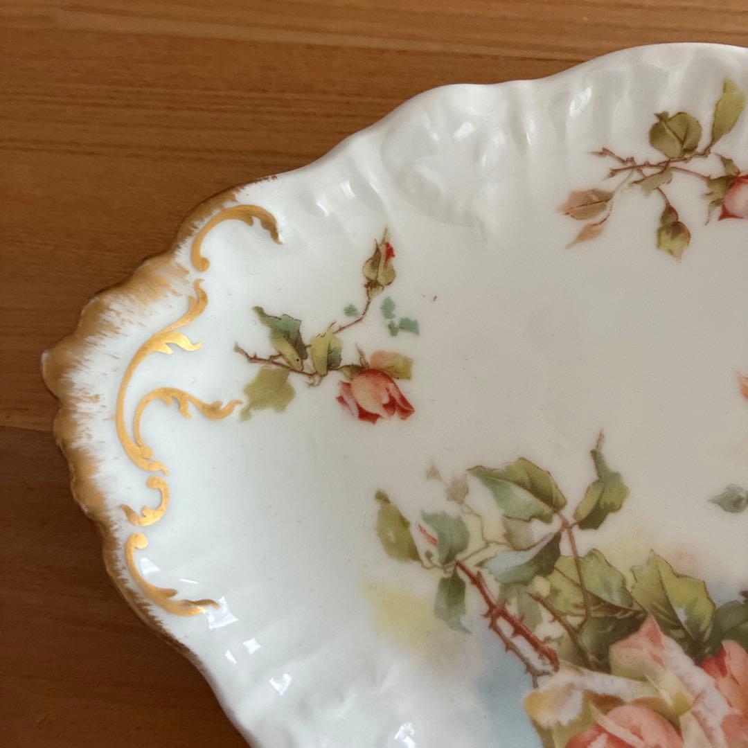 リモージュ　アンティーク　バラの花柄 陶磁器 楕円形プレート
