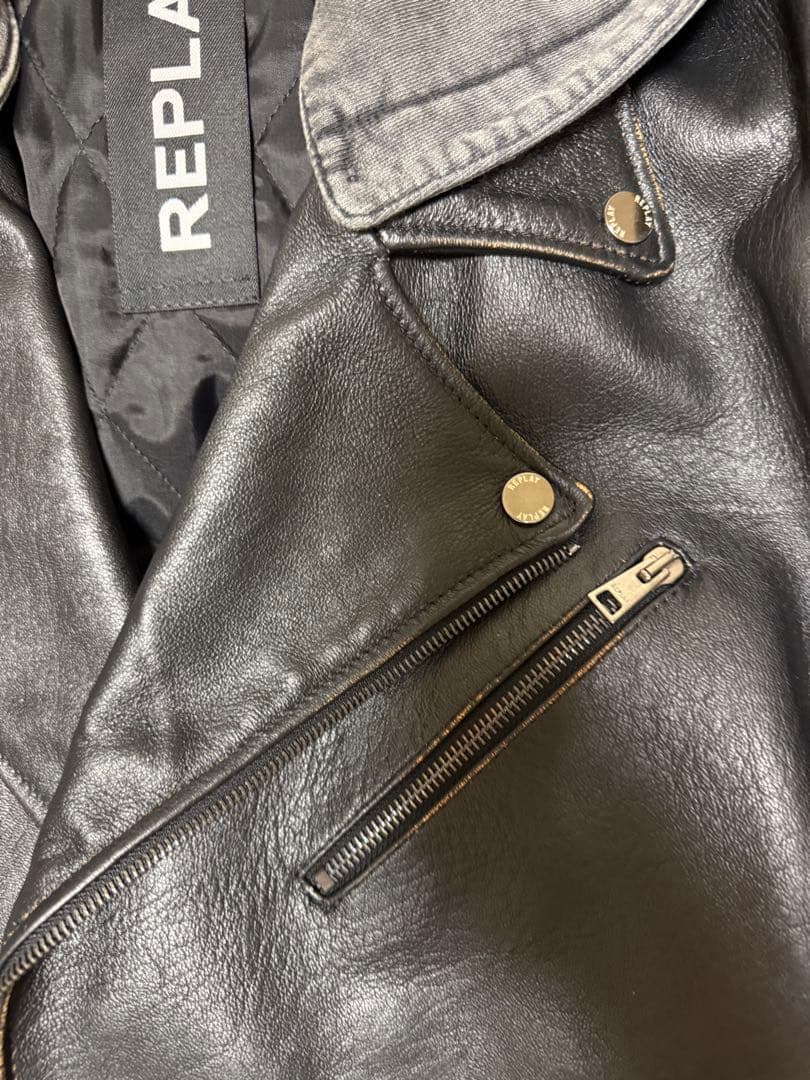 FORESTHILLSフード付きラムレザーダブルライダースジャケットXL