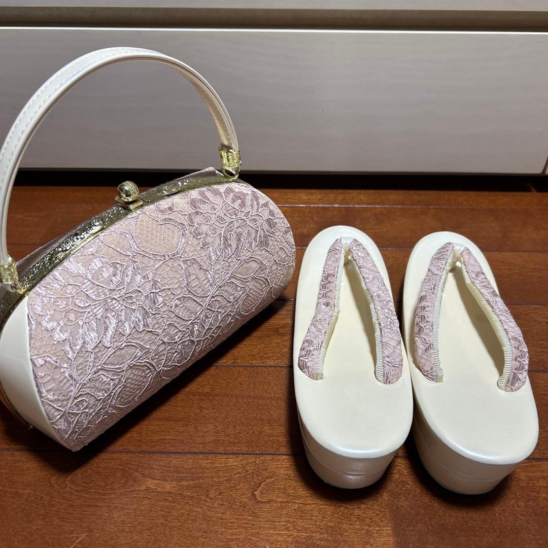 草履バッグ セット レース ピンク