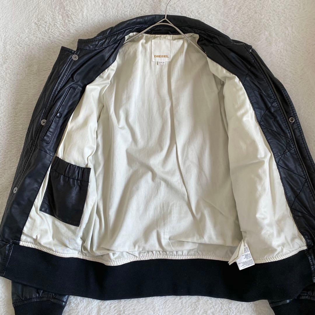 00s diesel レザージャケット　ミリタリー　ブラック　ラムレザー　M