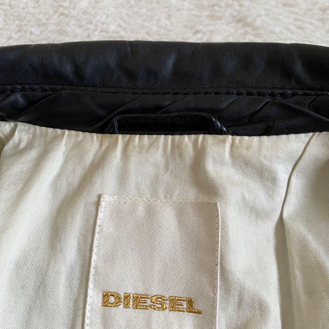 00s diesel レザージャケット　ミリタリー　ブラック　ラムレザー　M