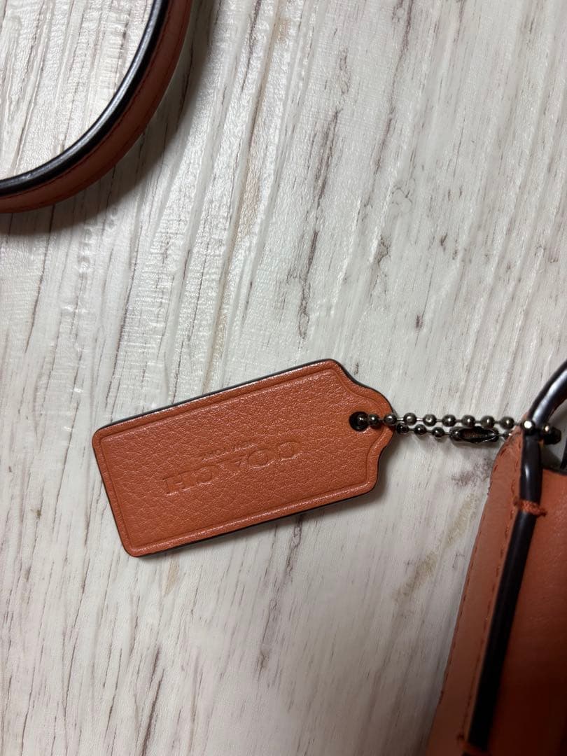 coachブラウンレザーショルダーバッグ