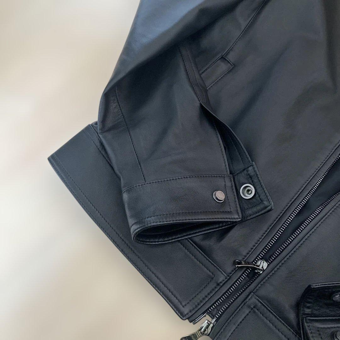 EMMETI di Franco ブラックレザーシングルライダース　48