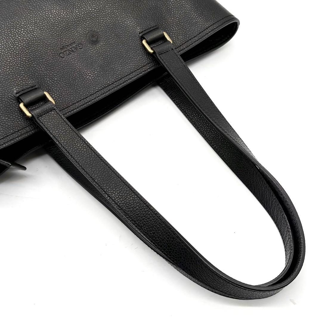 【美品】ガンゾ トートバッグ GD 縦型 レザー ブラック