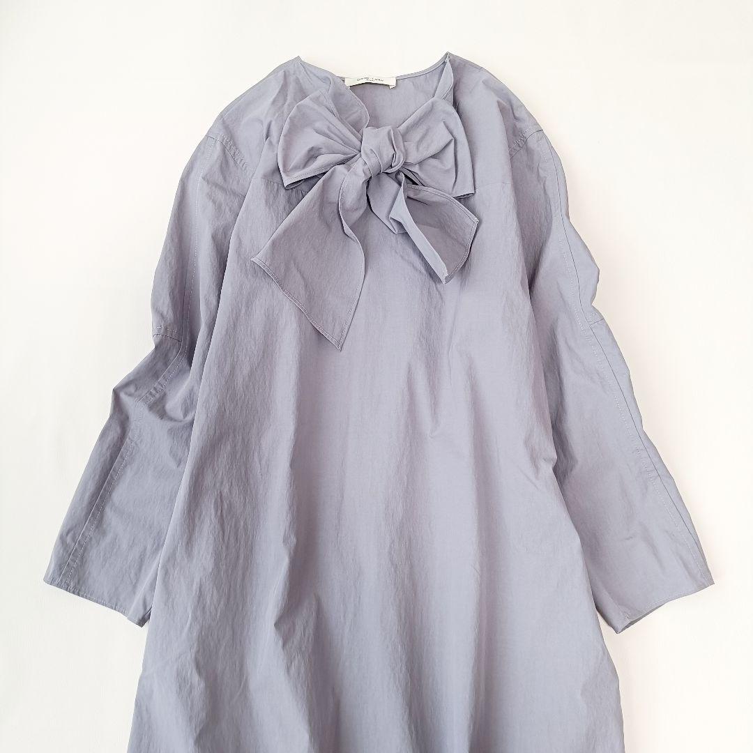 【Demi-Luxe BEAMS】ロングワンピース　リボン　ボウタイ　コットン