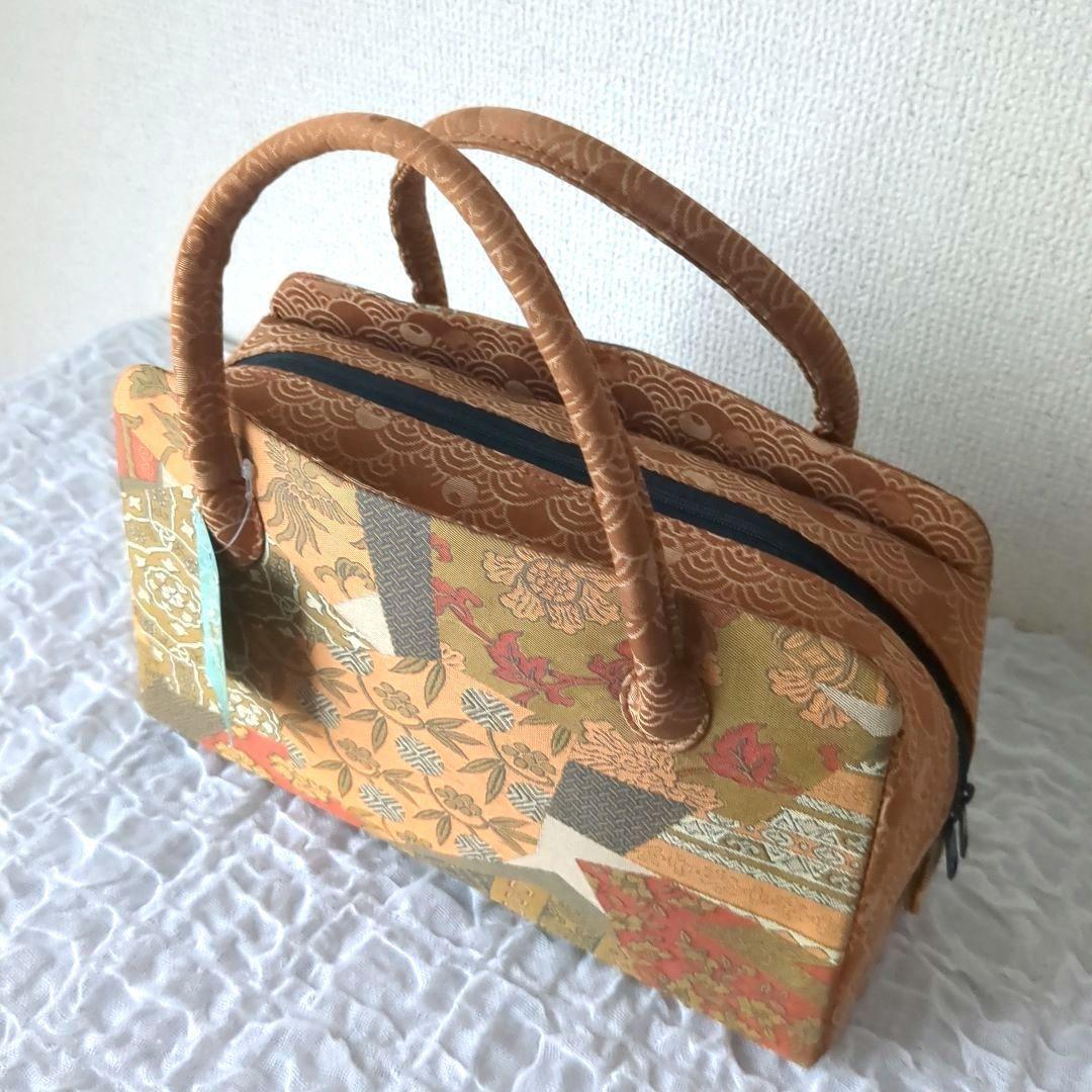 【未使用・タグ付】利休バッグ　和装　シルク　和柄　お茶　着物　絹