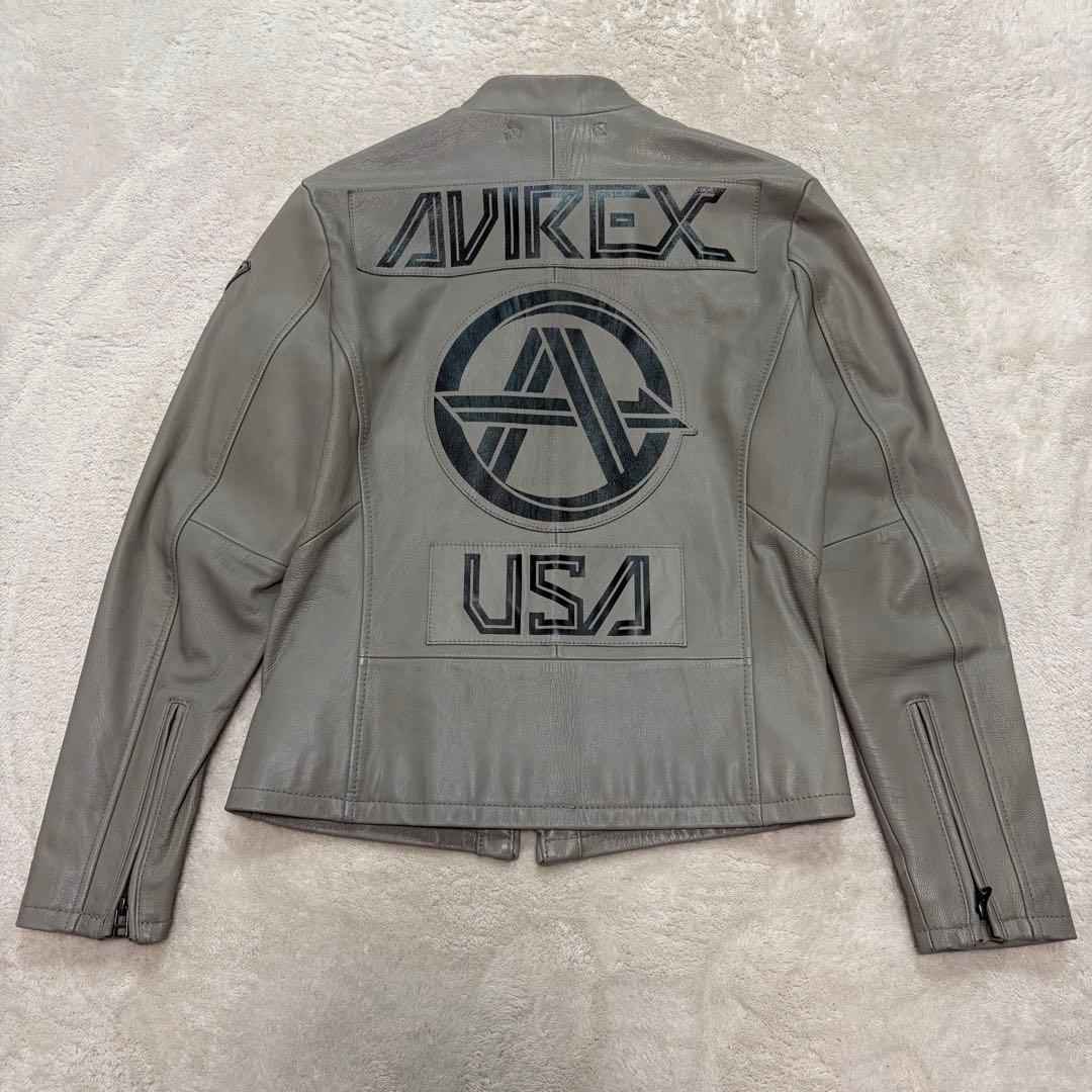 【美品・希少カラー】アヴィレックス レザージャケット ライダース ワッペン ロゴ