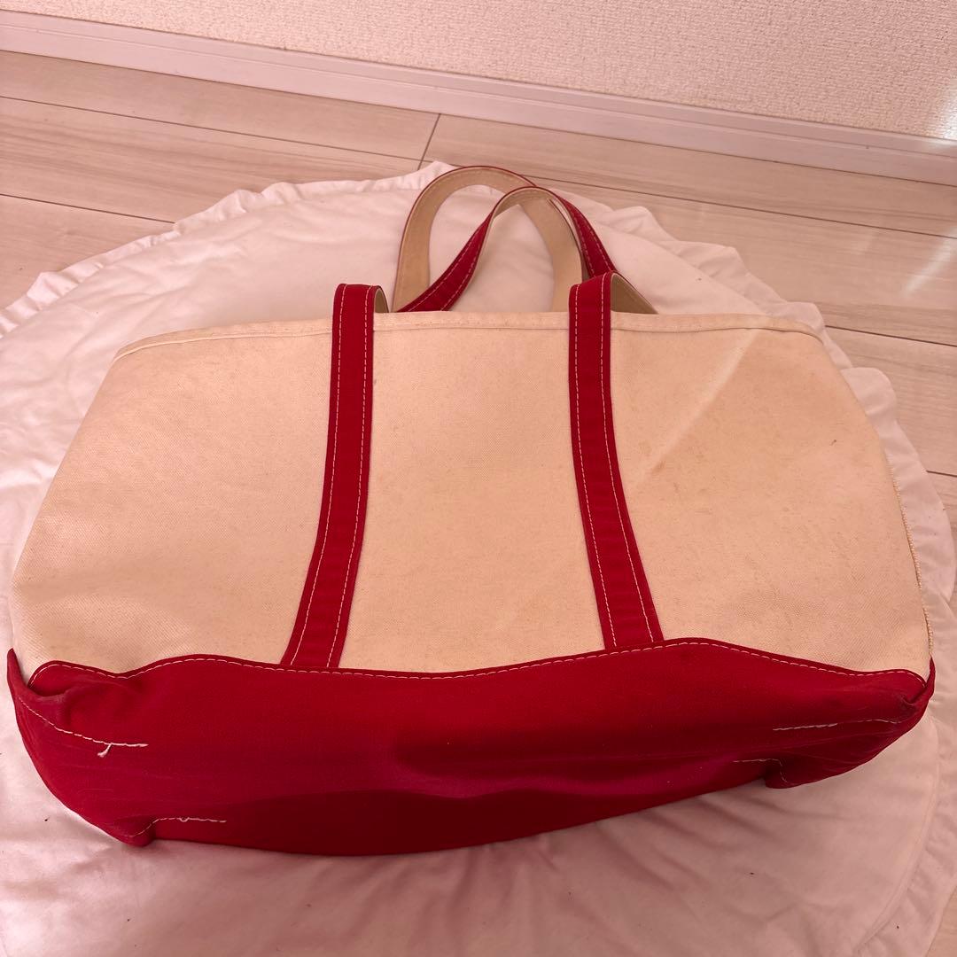 L.L.Bean キャンバストートバッグ ベージュ/赤 大きめ