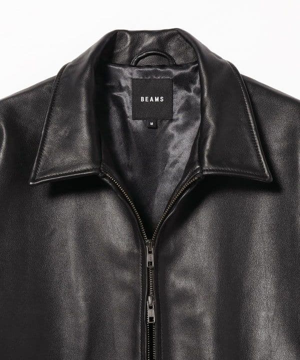 BEAMS　レザージップブルゾン