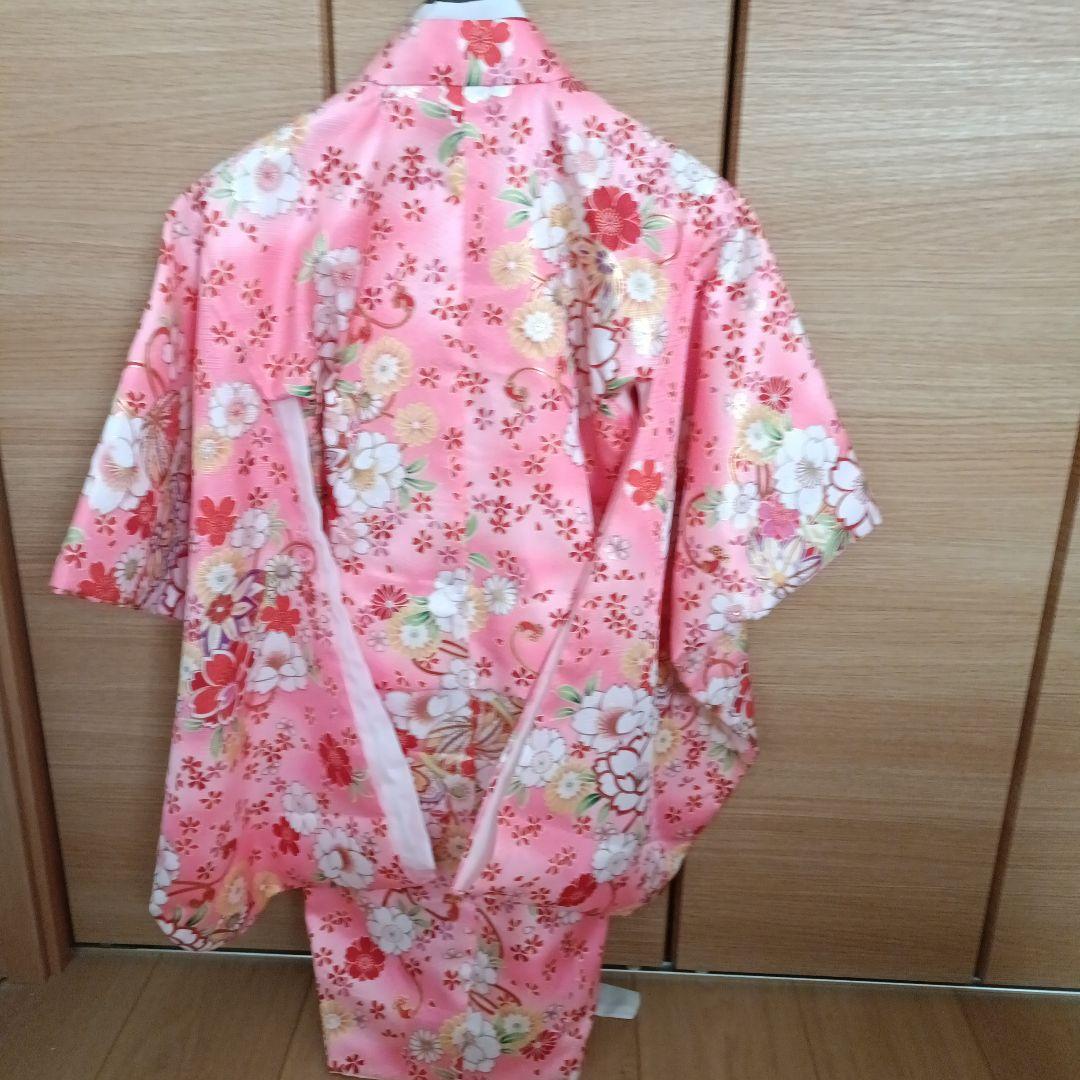七五三用着物セット　 3歳用　ピンクと白の花柄